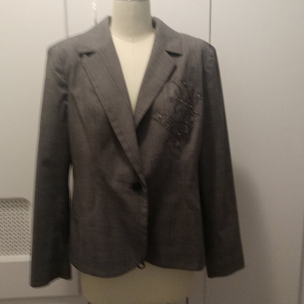 Oscar de la Renta oversized blazer appliqué gray